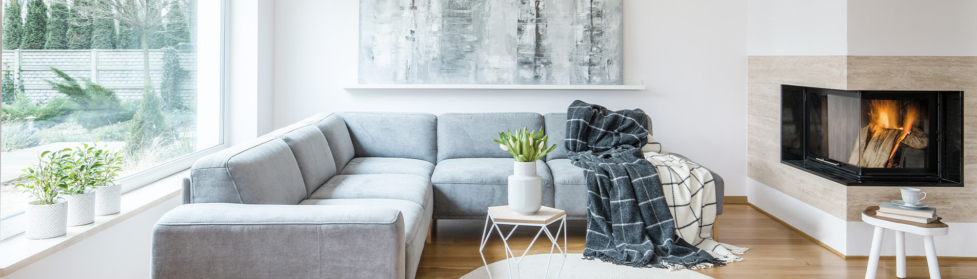 Black and white painted living room